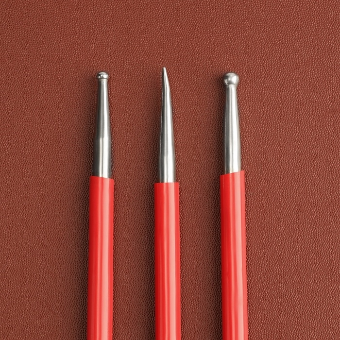 Набор двусторонних кардин для тиснения по коже, 3 шт, 16 см, цвет красный