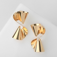 Серьги металл &laquo;Бант&raquo; гофрированный, цвет золото