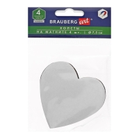 Холст на картоне с магнитои Сердце 7,5 см, хлопок 100%, акриловый грунт, набор 4 штуки, BRAUBERG Холст на картоне с магнитои Сердце 7,5 см, хлопок 100%, акриловый грунт, набор 4 штуки, BRAUBERG