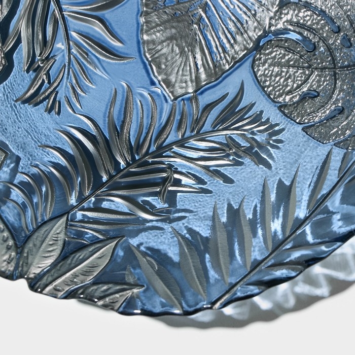 Тарелка стеклянная &laquo;Арабис&raquo;, d=21,5 см, цвет голубой