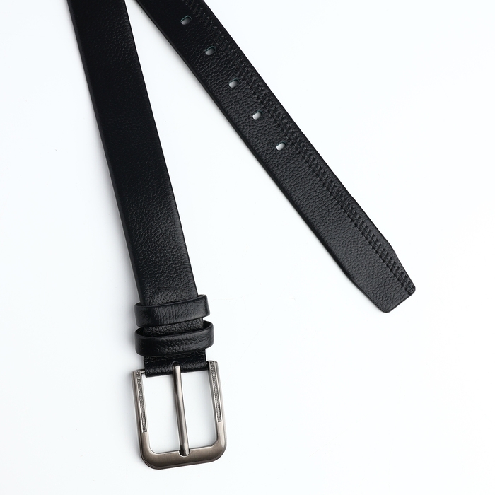 Ремень мужской, ширина 4 см, пряжка металл, цвет чёрный