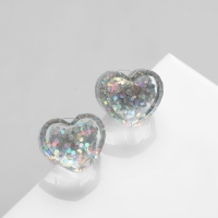 Серьги пластик &laquo;Карамель&raquo; сердце конфетти, цвет белый