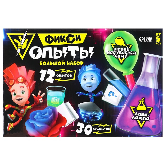 Набор для опытов Фиксики &laquo;Фикси опыты. Большой набор&raquo;, 12 опытов, Файер и Нолик