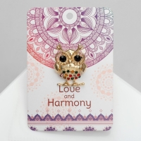 Брошь &laquo;Филин&raquo; круглый, цветная в золоте