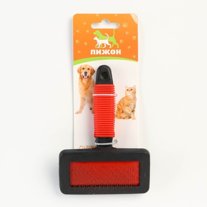 Пуходерка Пуходерка "Риф" без капель с резиновой ручкой, средняя, 10 х 14 см, чёрно-красная