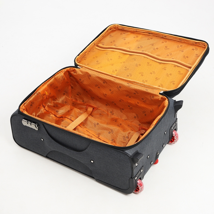 Чемодан средний 52 л (M), отдел на молнии, кодовый замок, с расширением, цвет серый