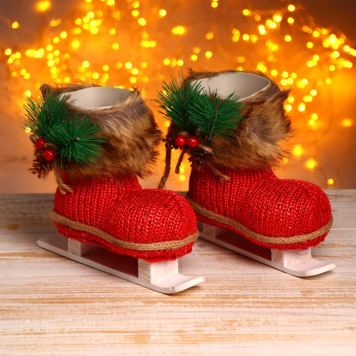 Конфетница &laquo;Сапожок&raquo;, на лыже, набор 2 шт., цвета МИКС