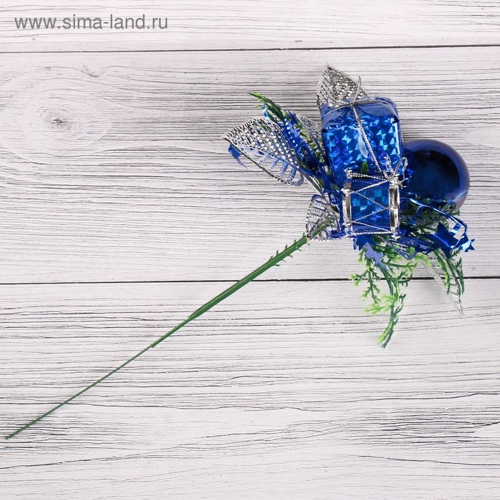 Декор Декор "Зимняя сказка" шарик подарок бубенчик, 15 см, синий