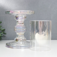 Подсвечник стекло на 1 свечу "Честность" d-3,5/8,5/10 см радужный прозрачный 11,5х11,5х24 см 78771 Подсвечник стекло на 1 свечу "Честность" d-3,5/8,5/10 см радужный прозрачный 11,5х11,5х24 см 78771