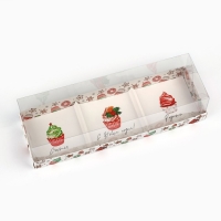 Коробка для для муссовых пирожных &laquo;С Новым годом&raquo;, сладости, 27 х 8.6 х 6.5 см, Новый год