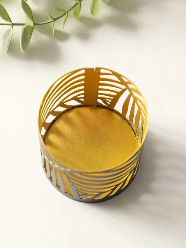 Подсвечник "Цилиндр №3" металл 7,5х7,5х8 см, черный с золотом