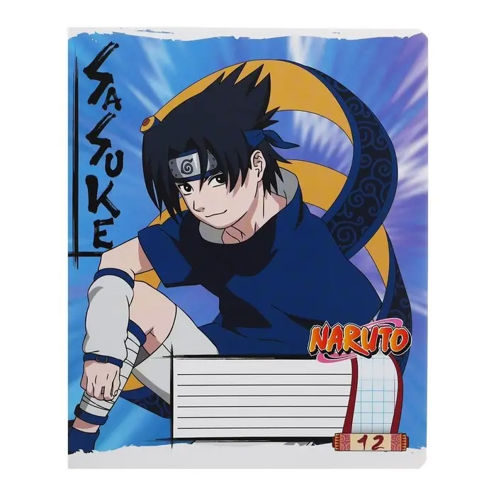 Тетрадь 12 листов в клетку, Naruto, обложка мелованный картон, МИКС
