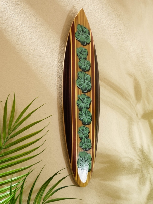 Панно "Доска для сёрфа "Клевер" дерево 40х11 см