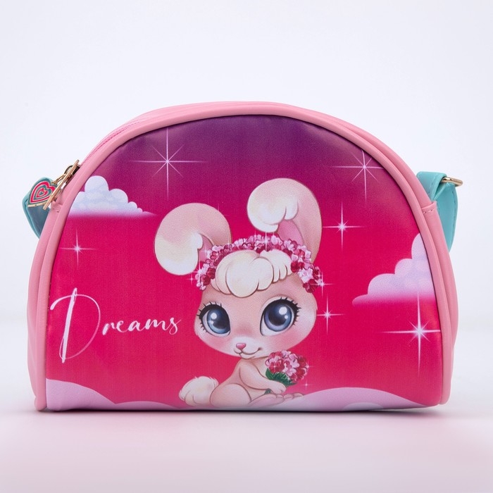 Сумка детская "Зайка в облаках", искусственная кожа, с брелком, 18х15х2 см