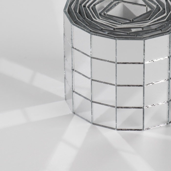 Зеркальная мозайка клеевая, 1 &times; 1 см, 4 ряда 4 см &times; 1 м, серебряное стекло