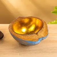 Чаша из кокоса, 22&times;19&times;10 см, сине-золотая