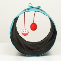 Туннель для кошек с игрушкой, 50 х 25 см, черный/голубой