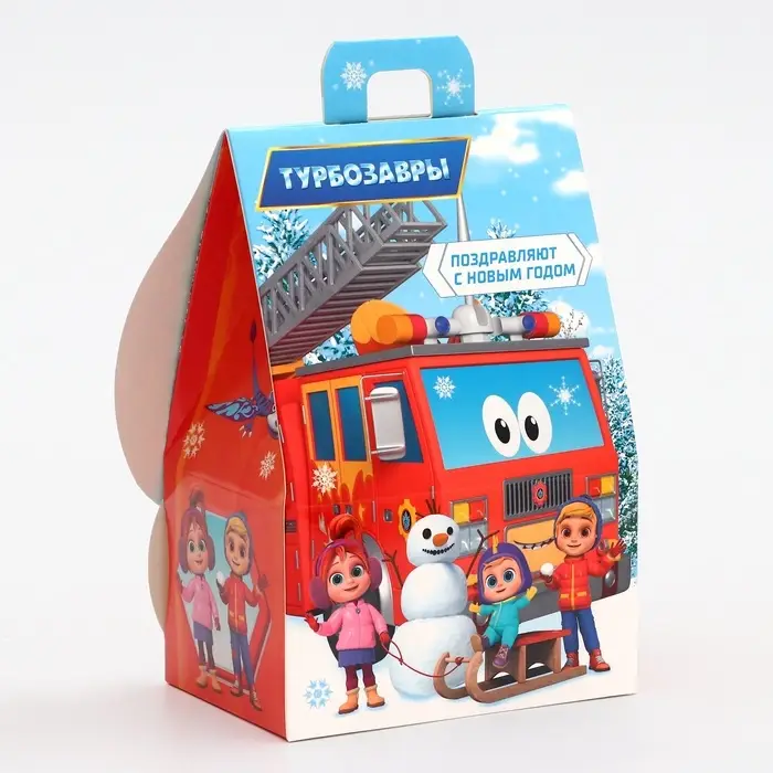 Подарочная новогодняя коробка &laquo;Турбозавры&raquo;, Домик, 12&times;8.5&times;17.5 см