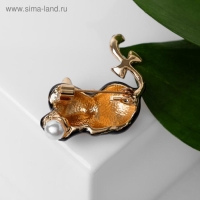 Брошь &laquo;Котёночек&raquo;, цвет чёрно-белый в золоте