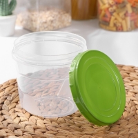 Банка для хранения продуктов, пластиковая, 1 л, прозрачная, крышка МИКС