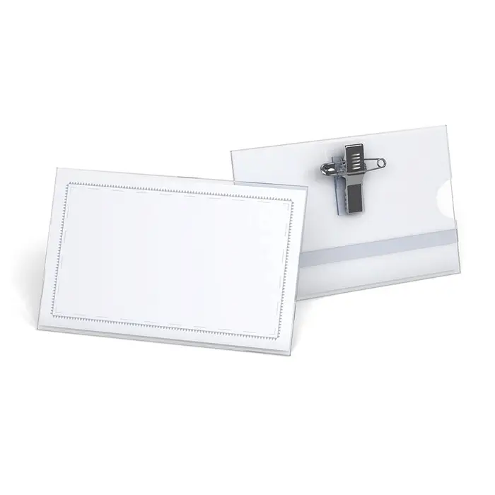 Бейдж горизонтальный 90&times;57 мм ErichKrause, пластик, с металлическим зажимом и булавкой