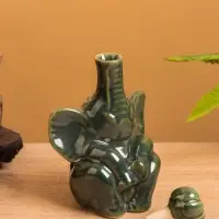 Сосуд для масла &laquo;Слон&raquo;, 10&times;8&times;14 см, керамика, зелёный