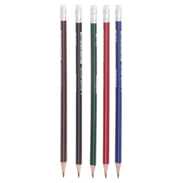 Карандаш чернографитный с ластиком ErichKrause "Deep Classic triangular", НВ, грифель d=2,2 мм, дерево, трехгранный в тубусе, микс