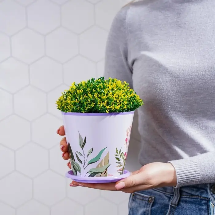 Горшок для цветов Доляна &laquo;Тропический лес&raquo;, 800 мл, цвет лиловый