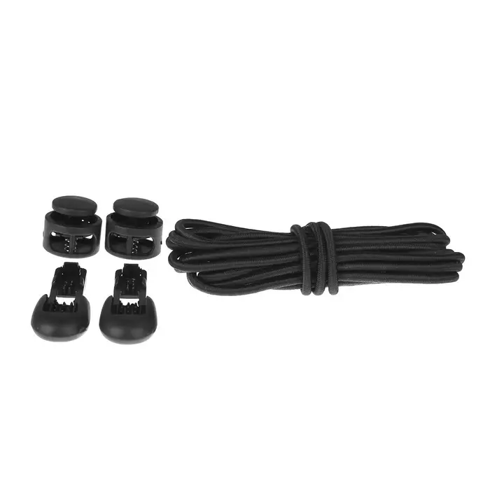 Шнурки для обуви, пара, круглые, с фиксатором, эластичные, d=3 мм, 100 см, чёрные