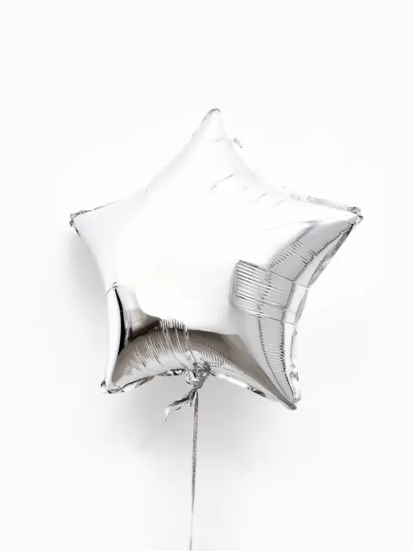 Воздушные шары фольгированные 18" "Звезда" цвет серебро,  набор 5 штук