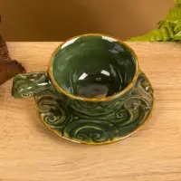 Чашка с блюдцем &laquo;Черепашка&raquo;, 13&times;13&times;7 см, керамика, зелёная