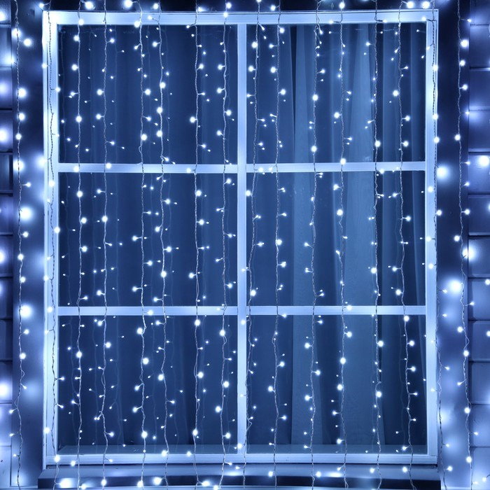 Гирлянда &laquo;Занавес&raquo; 2 &times; 3 м, IP44, УМС, белая нить, 760 SMD-LED, свечение белое, 220 В