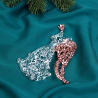 Украшение ёлочное "Ангел с трубой блеск" 13,5х8,5 см, прозрачно-розовый