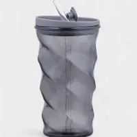 Стакан с трубочкой "Вихрь" 500 мл, 8х8х16 см, силиконовая крышка, черный