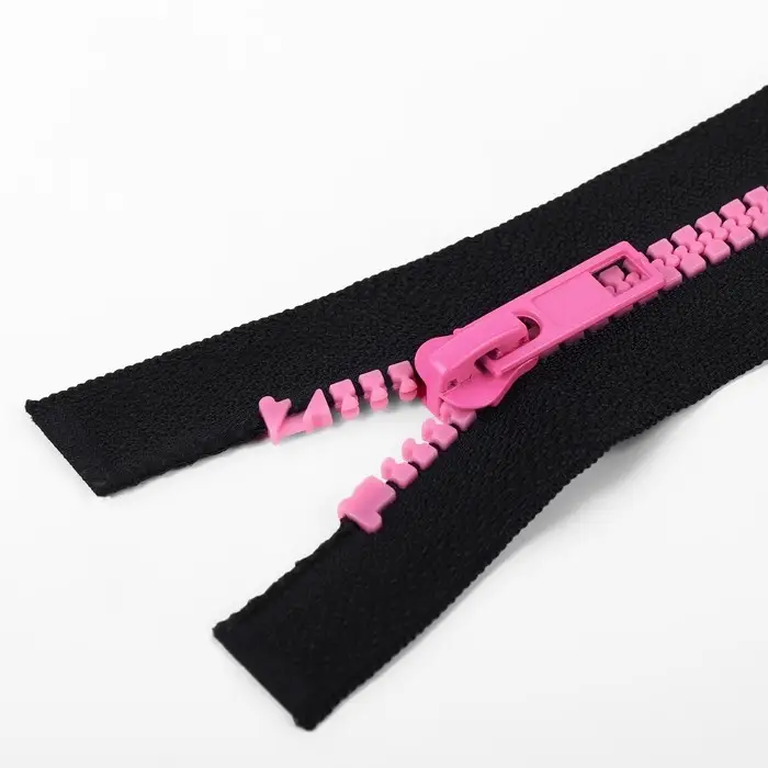 Молния &laquo;Трактор&raquo;, №5, разъёмная, замок автомат, 80 см, чёрная, розовая