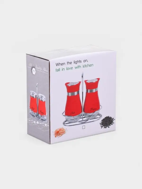 Набор для специй "Сияние.Black/White", 2 шт, на подставке