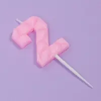 Свеча для торта &laquo;Цифра 2&raquo;, светло-розовая