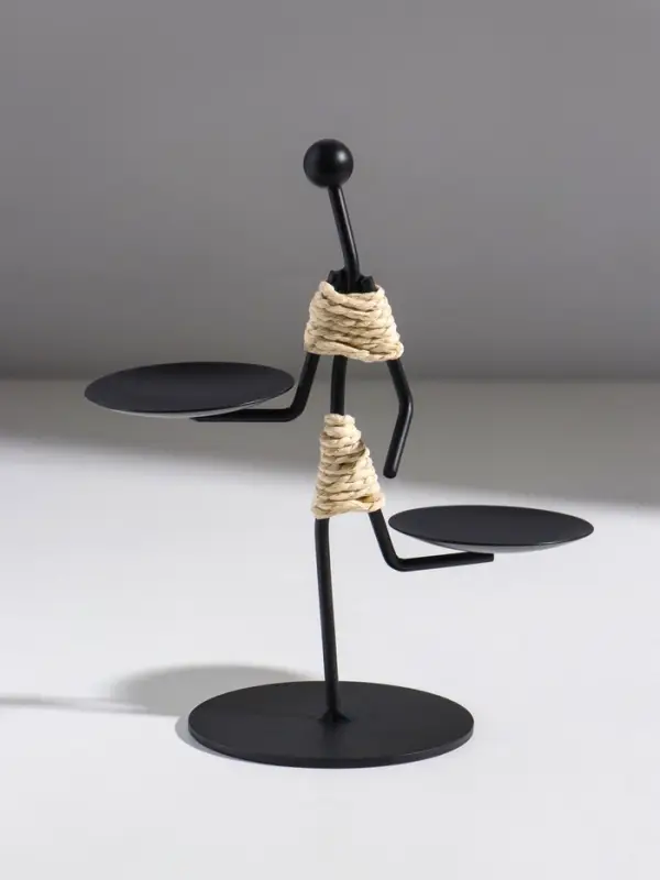 Подсвечник металл на 2 свечи "Абориген жонглёр" d=6 см 16х8х16 см