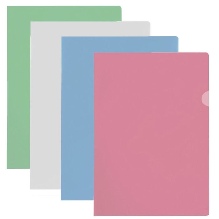 Набор папок-уголков А4, 100 мкм, Calligrata Выгодные, прозрачные, 5 штук, микс Набор папок-уголков А4, 100 мкм, Calligrata Выгодные, прозрачные, 5 штук, микс