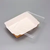 Контейнер с плоской крышкой, крафт, 1 л, 20 х 14 х 5,5 см