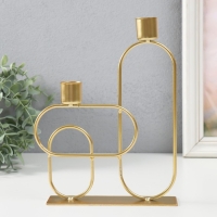 Подсвечник металл на 2 свечи "Геометрия. Плавные линии" золото d=2,3 см 4х17х23 см