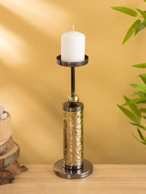 Подсвечник для свечи 8 см "Скиф" металл 30 см, цв. золото