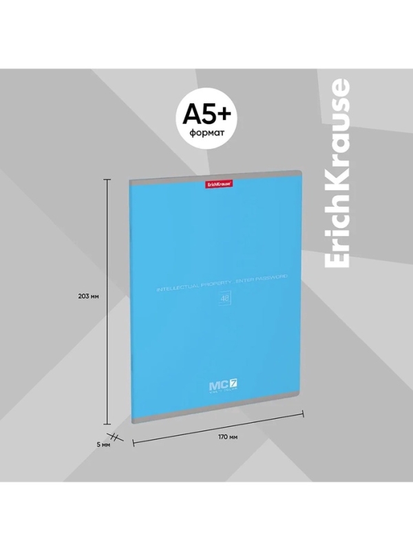 Тетрадь 48 листов в линейку ErichKrause, обложка мелованный картон, блок офсет, 100% белизна, МИКС