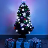 Ёлка фиброоптическая &laquo;Снежинки&raquo; 90 см, d нижнего яруса 45 см, 80 веток, мигание