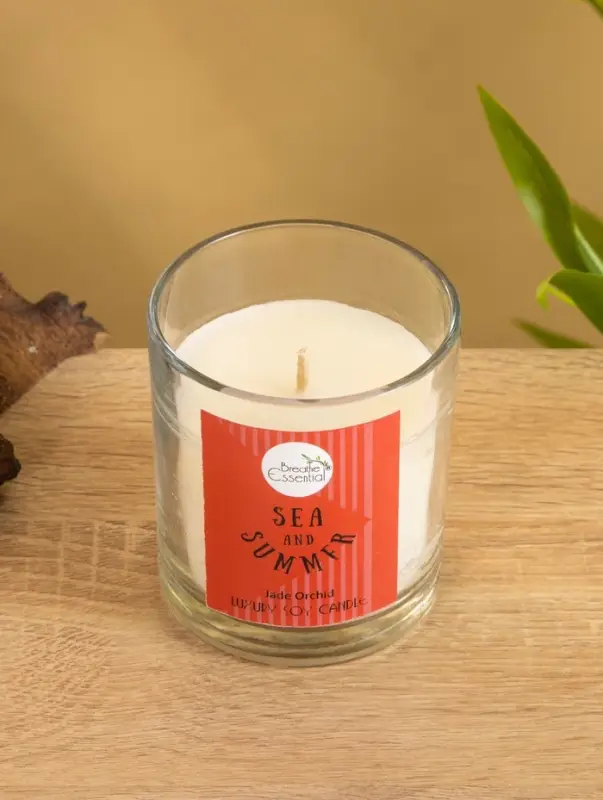 Свеча с кристаллом внутри Sea and Summer "Jade orchid" орхидея, 120 гр