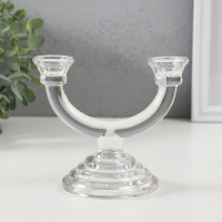 Подсвечник стекло на 2 свечи "Фраппе" прозрачный 9х14х12 см