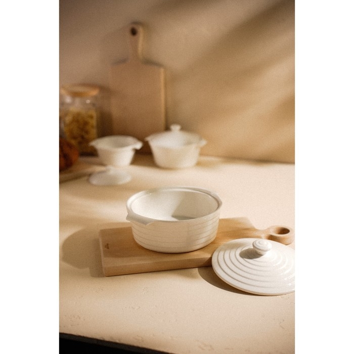 Кастрюля из жаропрочной керамики Доляна &laquo;Бруно&raquo;, 1,57 л, 24,5&times;21,5&times;8 см, цвет белый