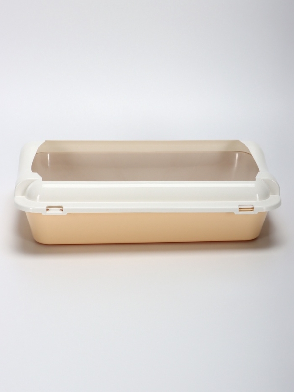 Туалет средний с бортом и сеткой 36 х 26 х 9,  см, лоток бежевый, сетка и борт белые