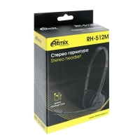 Наушники Ritmix RH-512M, компьютерные, микрофон, 105 дБ, 16 Ом, 3.5 мм, 1.8 м, черные