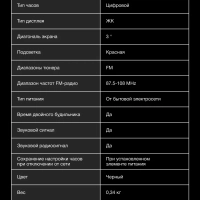 Часы радиоприемник H-RCL246 с FM красная подсветка